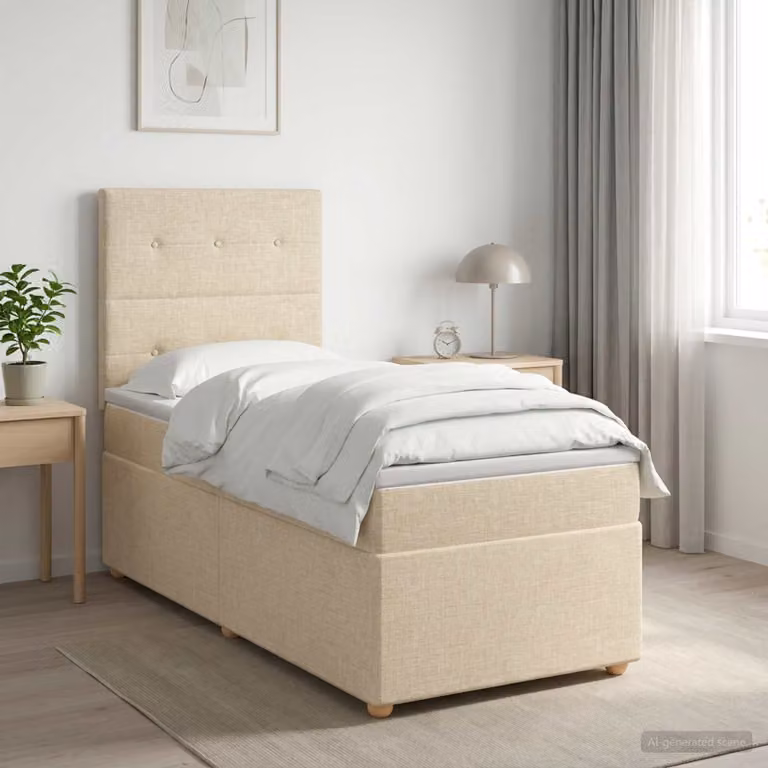 Letto box spring ibrido vidaXL con materasso a molle insacchettate, colore beige, L/P/H: 200 x 100 x 76,5 cm