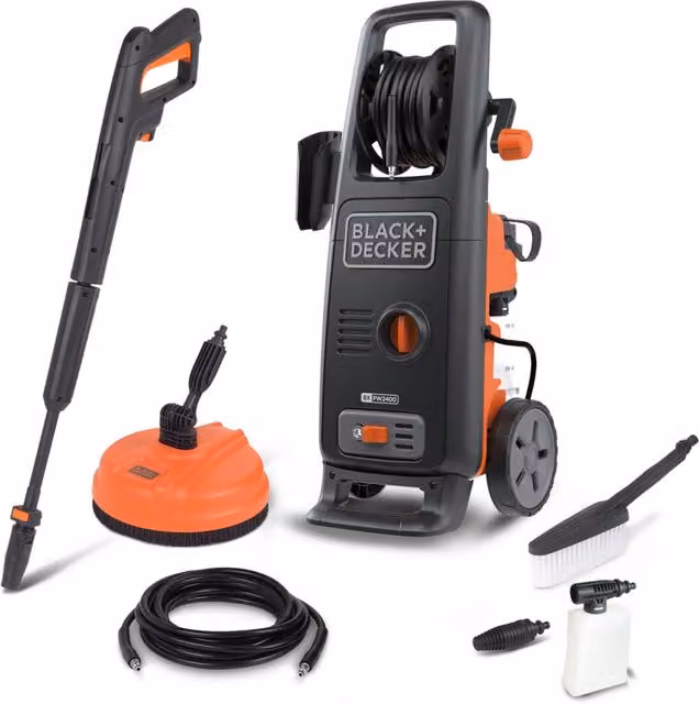 Idropulitrice ad alta pressione Black+Decker BXPW2400P per auto ed esterni, con lavapavimenti e spazzola fissa, 2400 W, 170 bar, 500 l/h – 1