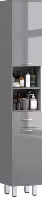 Mobile bagno con cassetto e ripiani regolabili ¨C Xylo ¨C Grigio