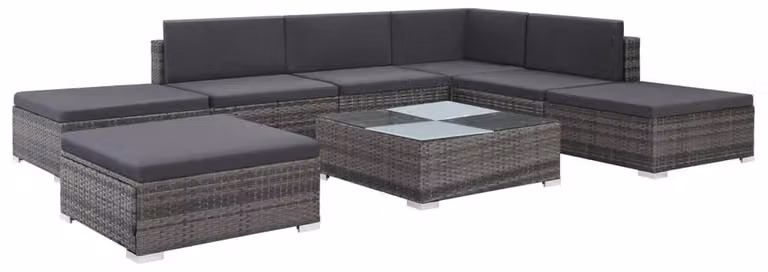 Maison Exclusive - Set da giardino da 8 pezzi con cuscini in polyrattan grigio