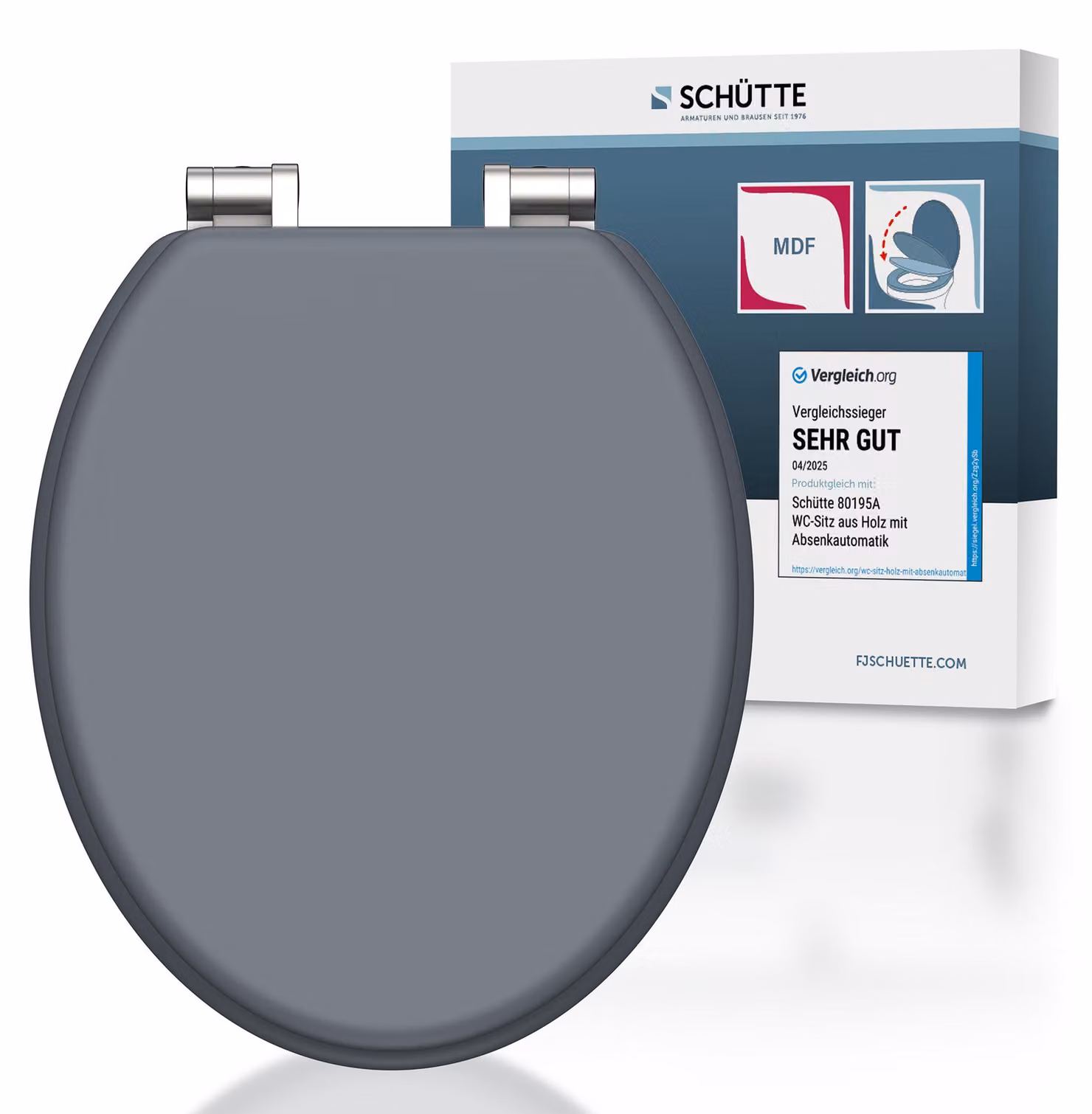 Sedile per WC SCHÜTTE in MDF SPIRIT GREY, coperchio del WC con chiusura ammortizzata