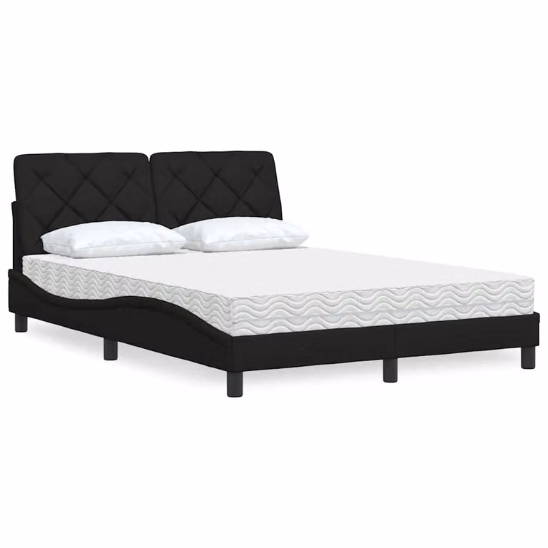 Letto con Materasso vidaXL in Tessuto Nero L/P: 140 x 200 cm