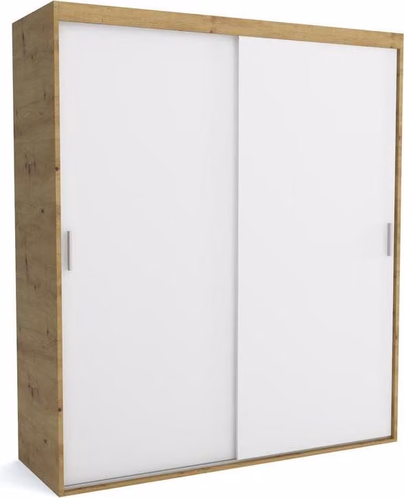 FURNLUX Armadio mat A Bianco e Marrone 180cm / Colore principale: Bianco / Dimensioni: 180 x 60 x 205 cm