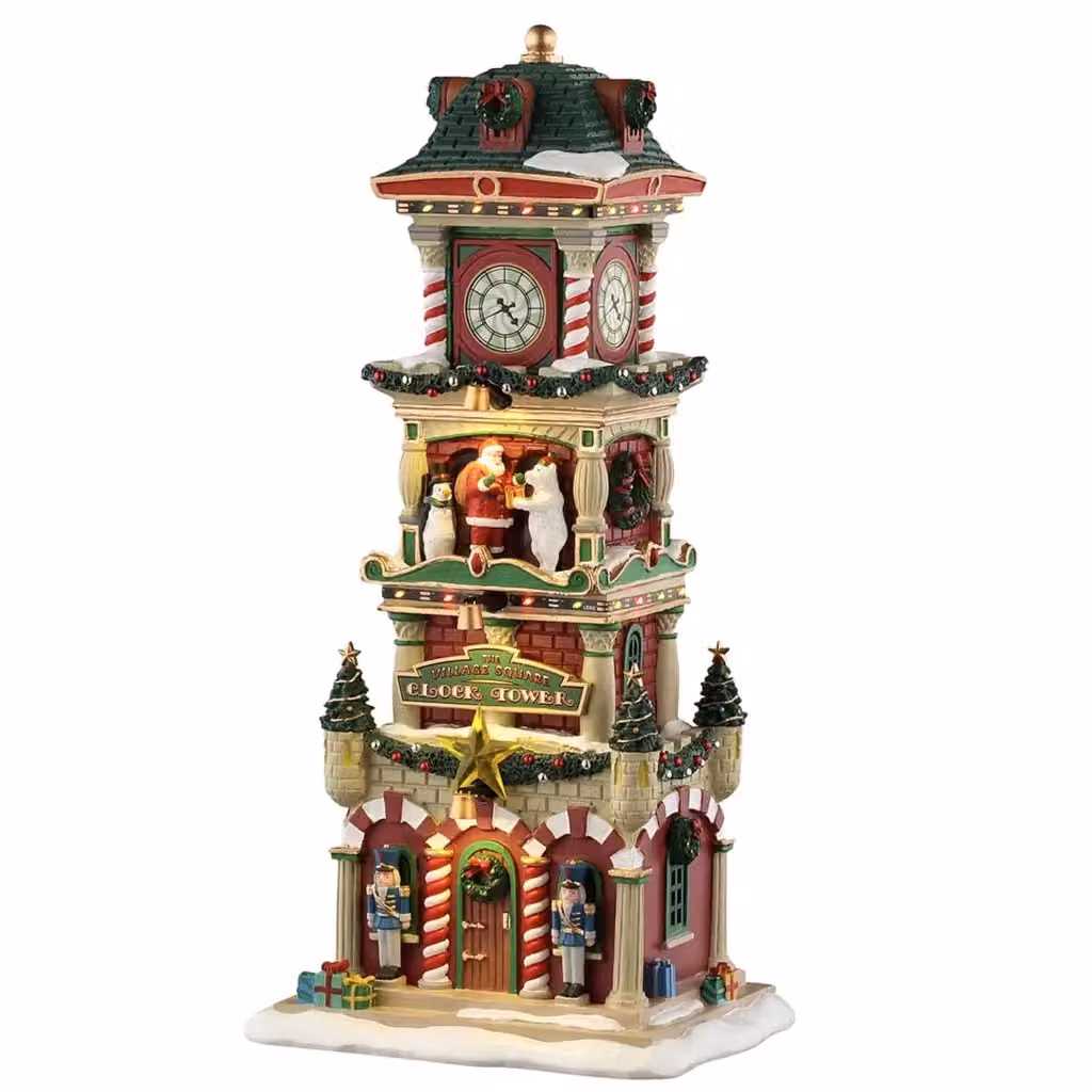 Set Torre con Orologio Villaggio Natalizio Frankystar multicolore con 15 personaggi e alimentatore – 2