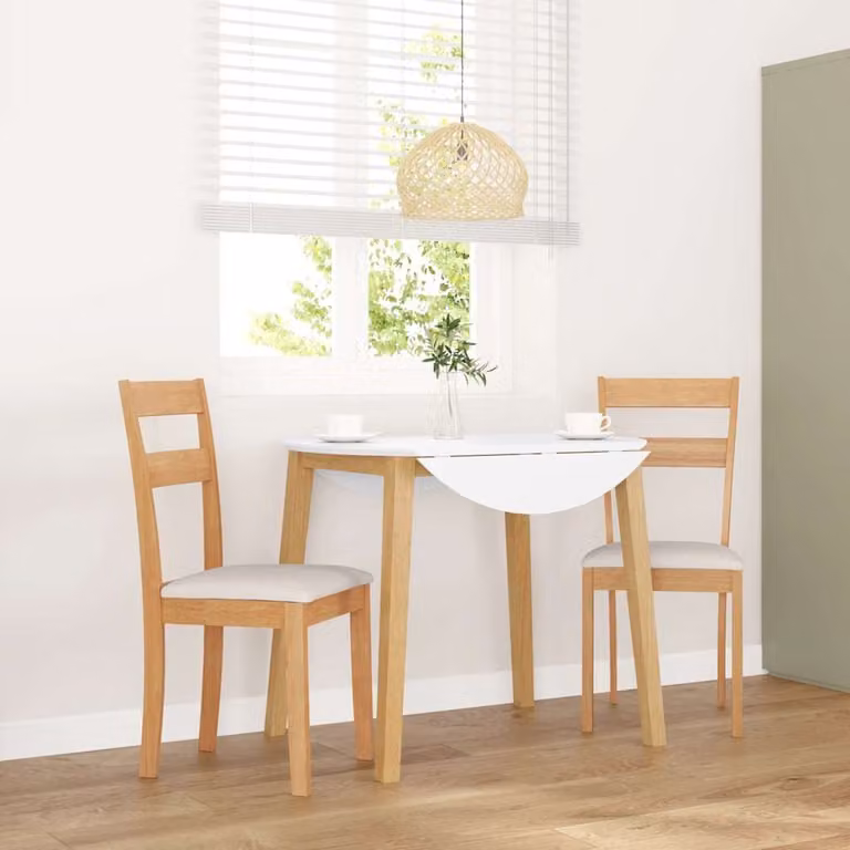 Set di 2 sedie da pranzo vidaXL in legno massello di Hevea con cuscini beige, stile scandinavo