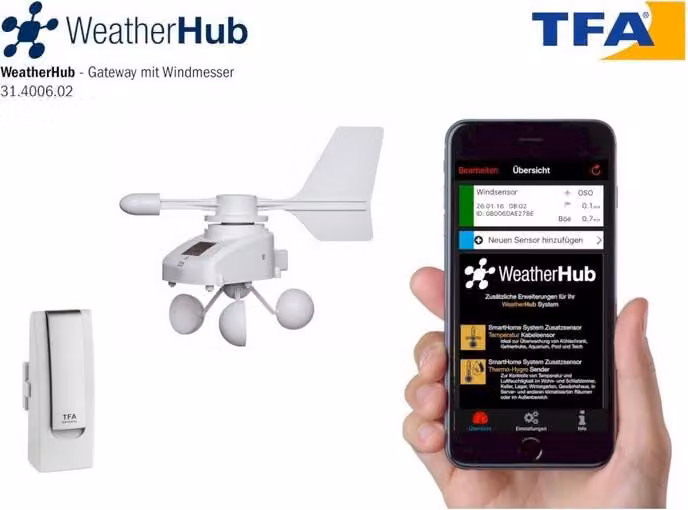 TFA - Starter Set Anemometro WEATHERHUB 31.4006.02 - bianco