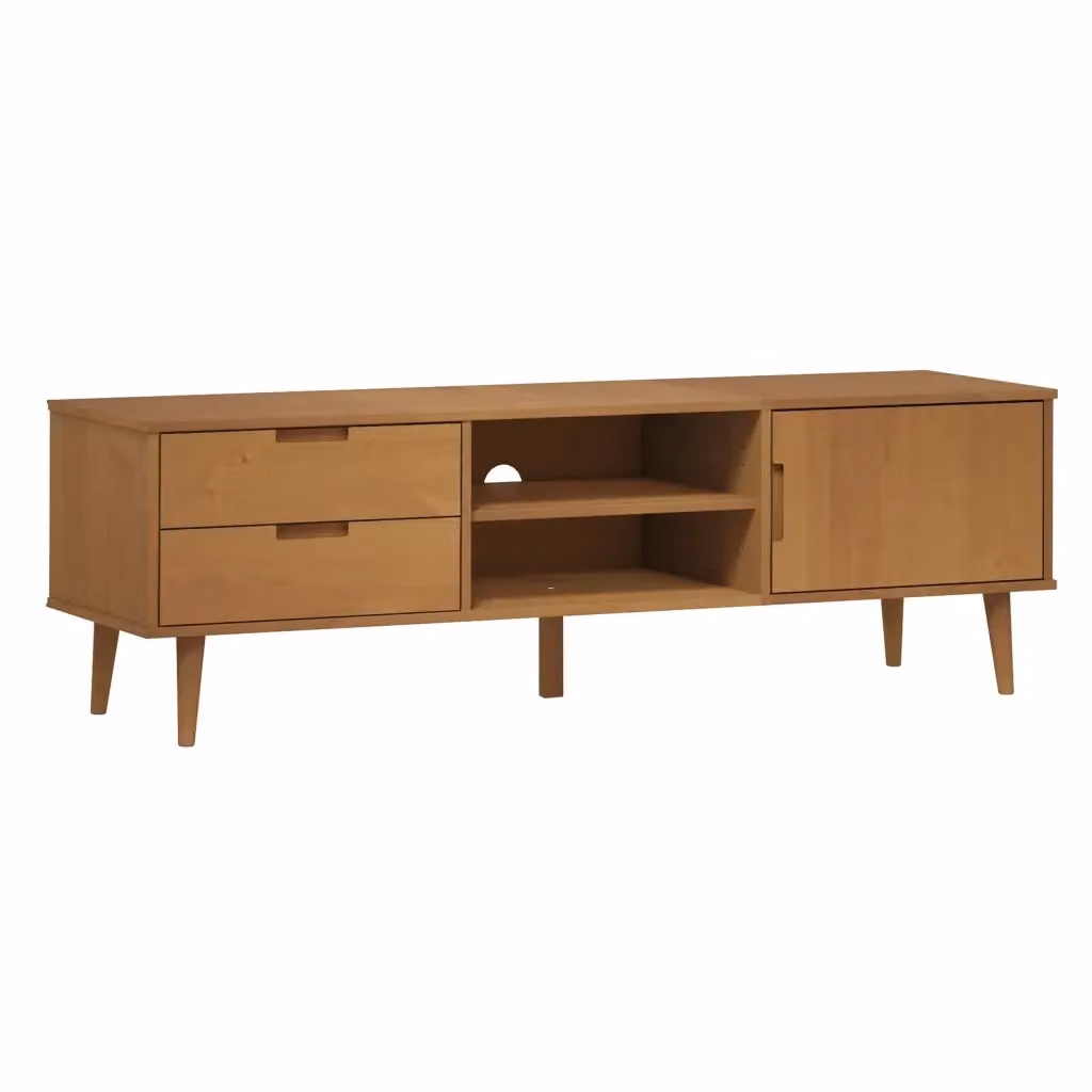 Mobile TV MOLDE vidaXL in legno massello di pino marrone L/P/H: 158 x 40 x 49 cm – 2