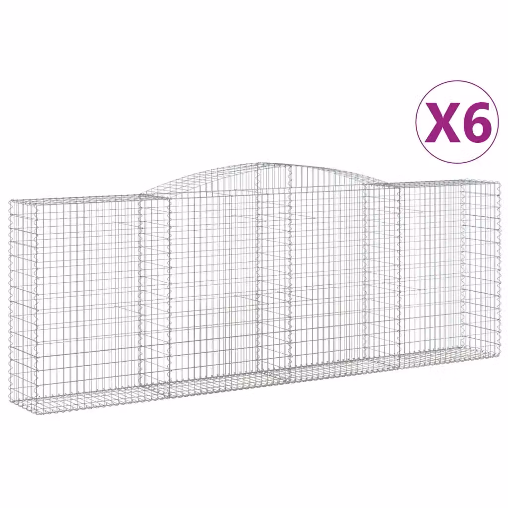 Set di 6 Cesti Gabbioni ad Arco Videx in Acciaio Zincato Colore Argento L: 400 cm, P: 50 cm, H: 140/160 cm – 2