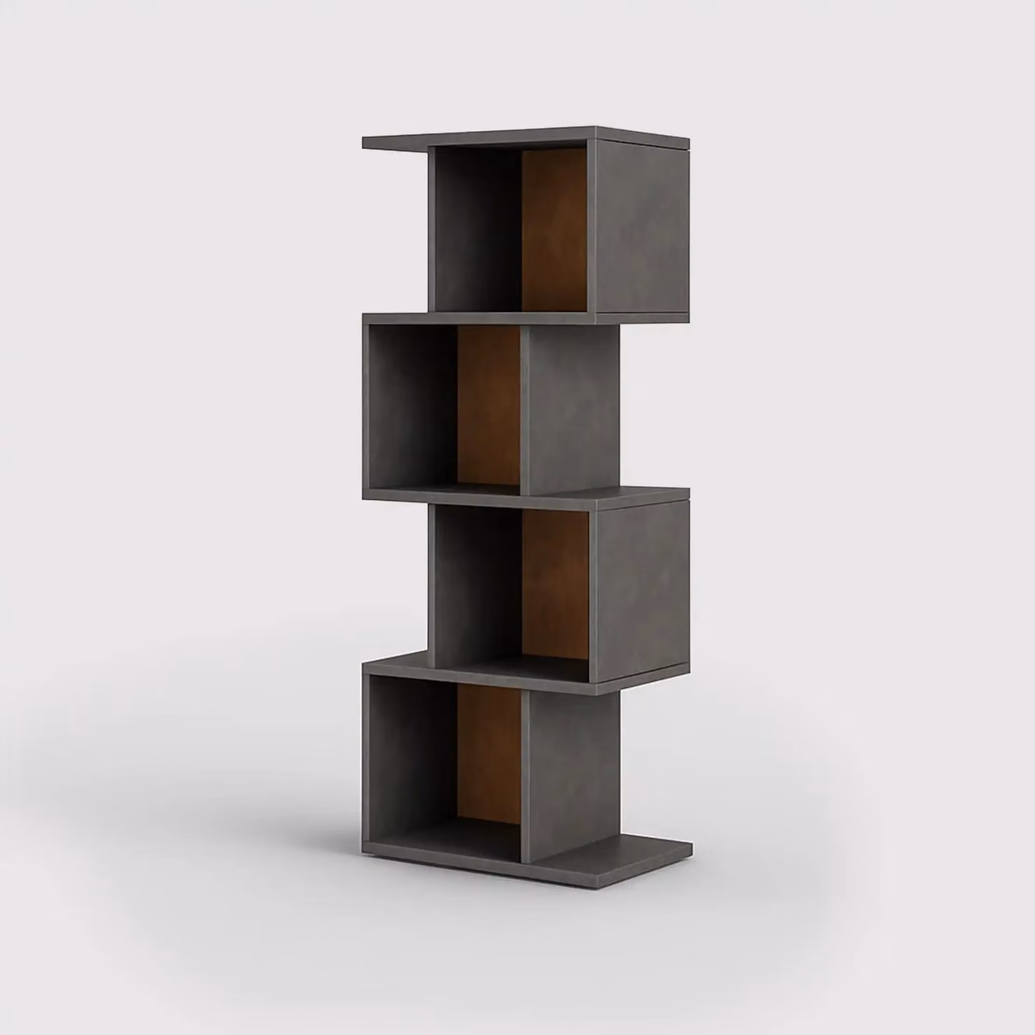 Halleria - Libreria pensile grigio effetto cemento con 4 vani