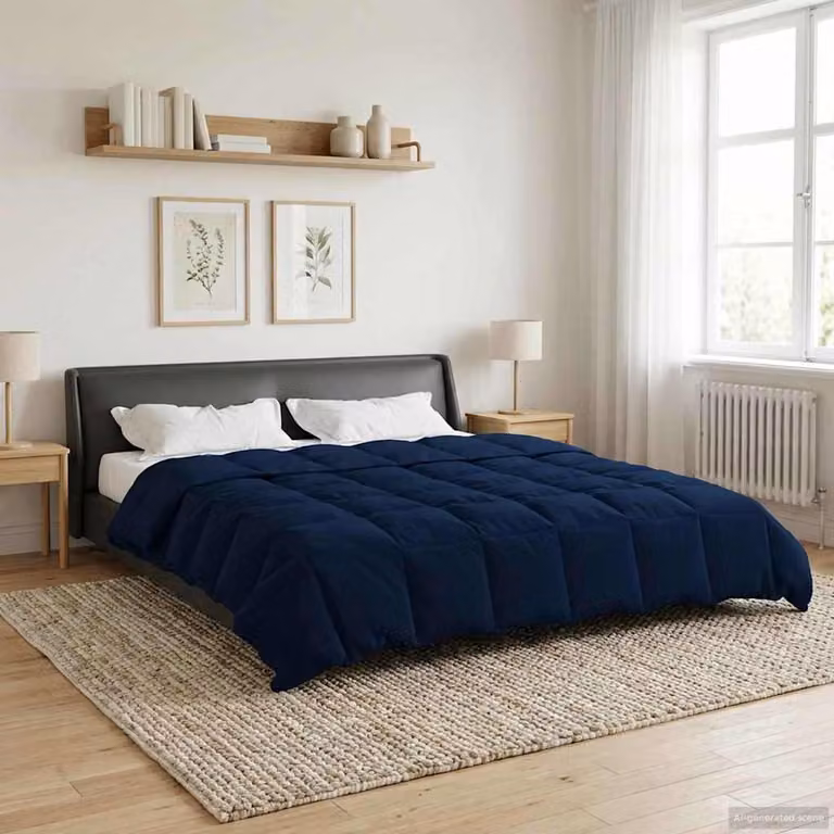 Piumino Estivo vidaXL in Microfibra Traspirabile e Reversibile, Blu, 200 x 200 cm