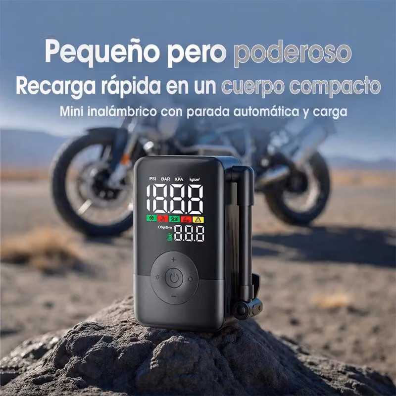 Pompa per pneumatici portatile - Compressore senza fili - 150 PSI - Ricaricabile - Display digitale - Luce di emergenza a LED