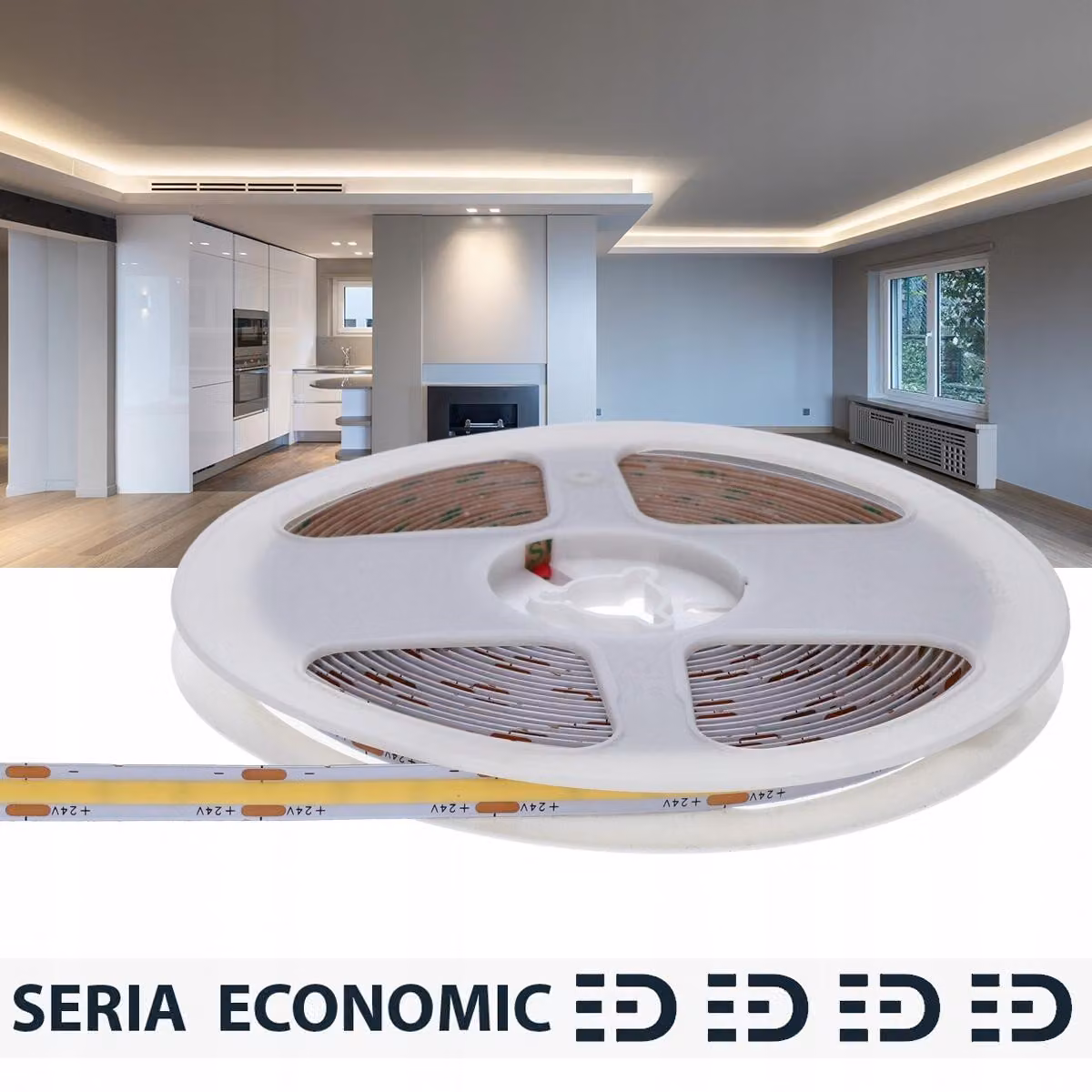 Striscia LED Prescot, luce bianca neutra, 24V, tecnologia COB, 5 metri