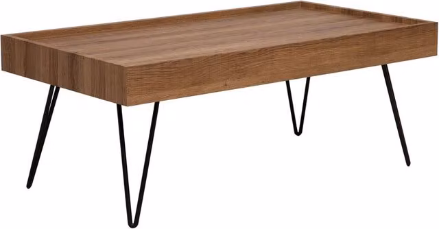 Tavolino da caffè rettangolare BELIANI in legno marrone e metallo nero per soggiorno e camera da letto L: 120 cm, P: 60 cm, H: 43 cm