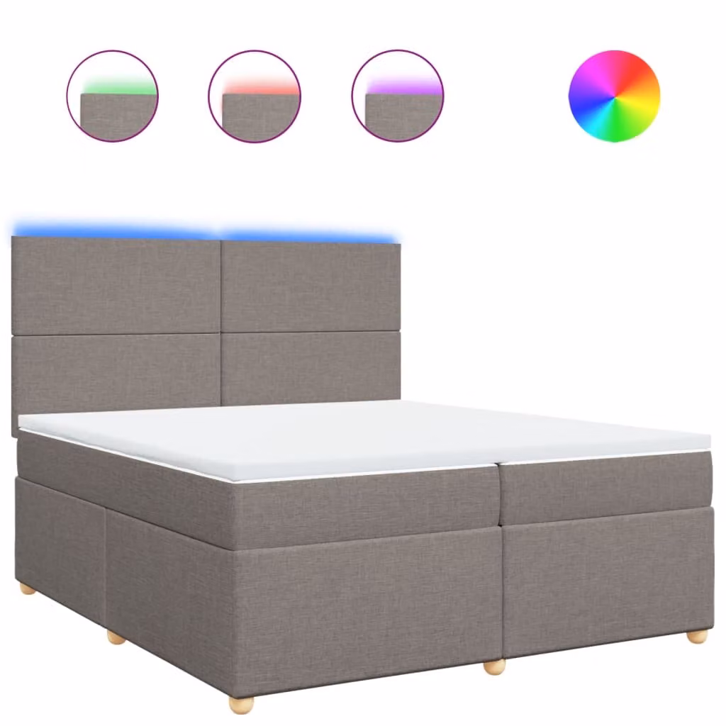 Letto a molle con materasso Taupe 200x200 cm in tessuto