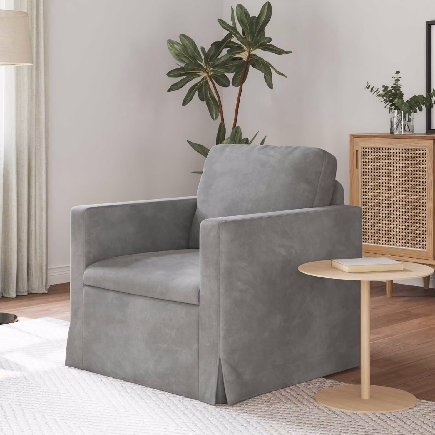 Divano moderno vidaXL in velluto grigio L: 78 cm, P: 78 cm, H: 80 cm