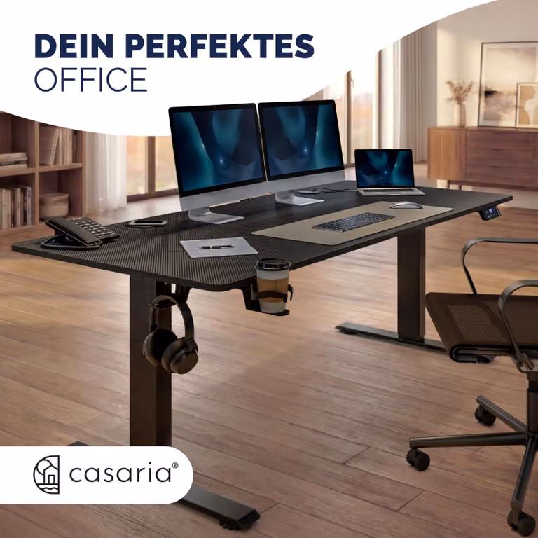 Scrivania regolabile in altezza, elettrica, 140x70 cm, con funzione di memorizzazione e caricabatterie wireless