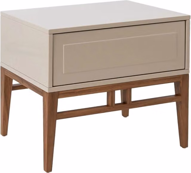 Comodino in legno beige e noce
