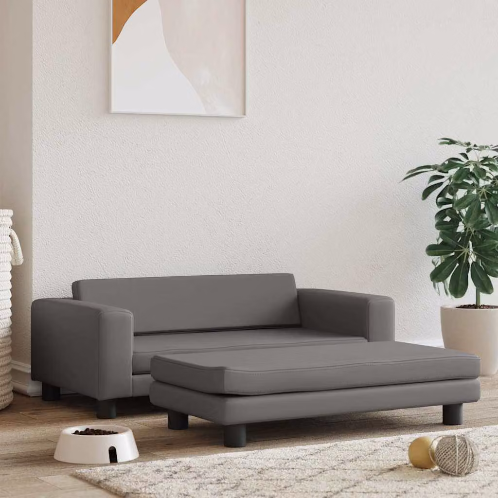 vidaXL Lettino per Cani con Estensione in Similpelle Grigio L: 100 cm, P: 50 cm, H: 30 cm