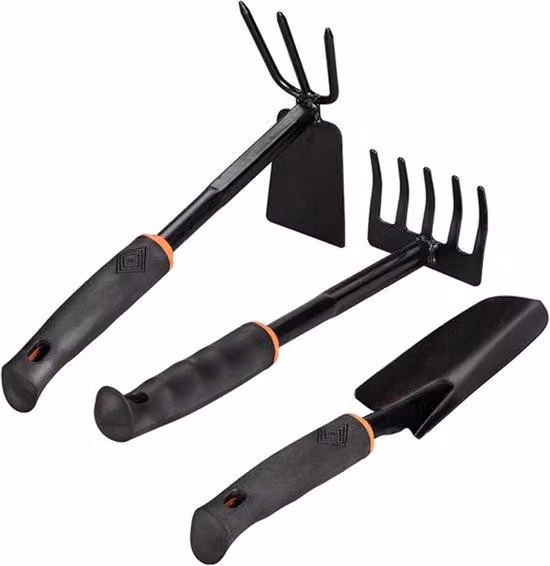 Pala da giardino - Attrezzi da giardinaggio - Set di 3 pale da giardino - Set di attrezzi da giardinaggio - Pala robusta - Rastrello e pala con manici ergonomici per piantare, sarchiare e scavare