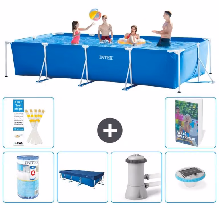 Piscina fuori terra rettangolare - 450x220x84 cm - composta da 5 elementi, modello S100