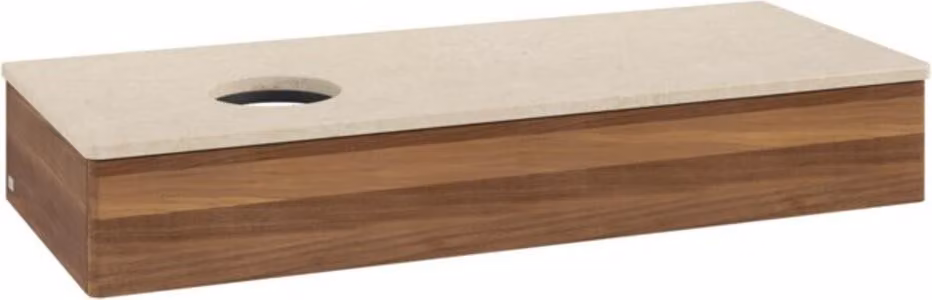 Mobiletto V&B senza struttura frontale, con illuminazione Antao 120x19x50cm, WBP colore botti., l. noce