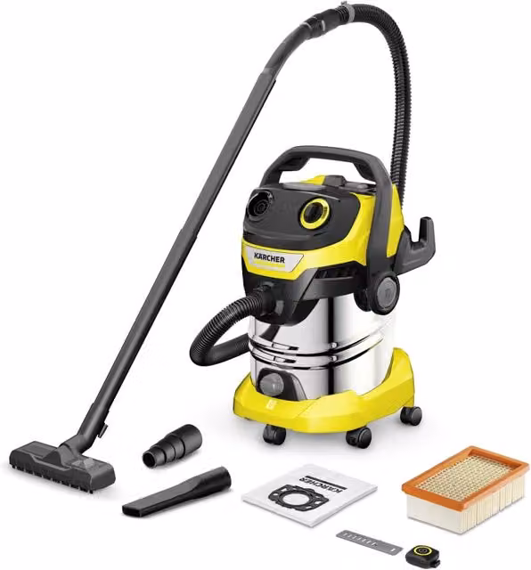 Aspiratutto Karcher WD 5 Control S Giallo con Tecnologia Bluetooth e Acciaio Inox