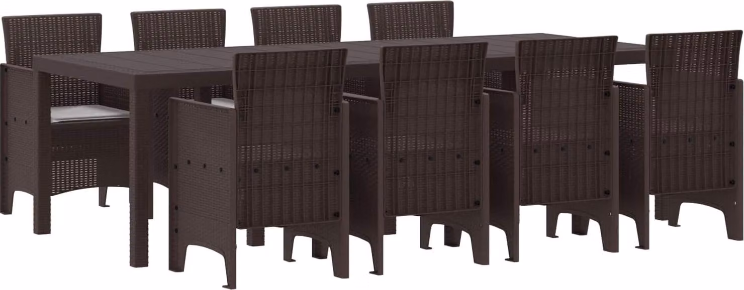 Set da Pranzo per Giardino 9 pcs Marrone Polipropilene