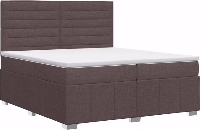 Letto box spring con materasso vidaXL in tessuto marrone e bianco L/P: 200 x 200 cm – 1