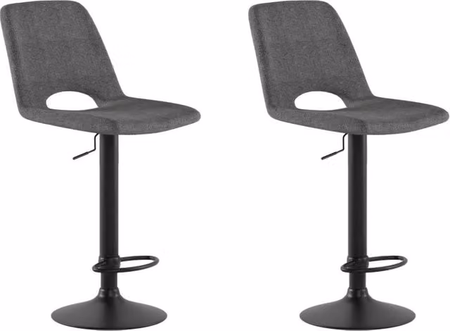 Set 2 Sgabelli Alex 45x52x88,5/103,5 cm con Alzata a GAS in Tessuto Easy-Clean Grigio