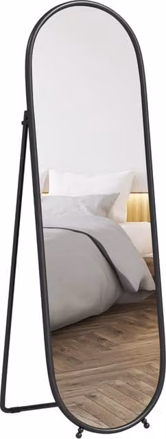 Specchio ovale Zephmum con supporto in metallo nero L: 40 cm, H: 160 cm – 1