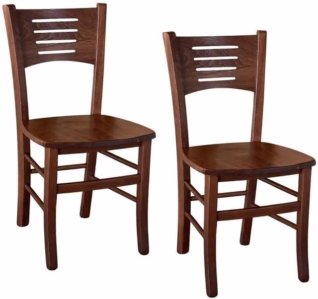 Set di 2 sedie Amelia in legno massello color noce scuro per cucina e sala da pranzo – 1