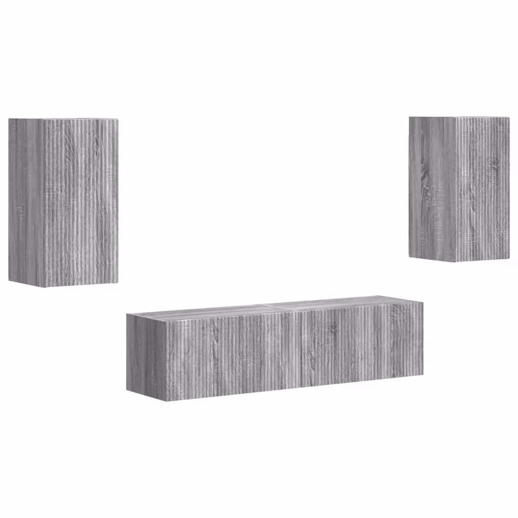 Set mobile TV moderno vidaXL in 4 pezzi, colore grigio Sonoma, in legno MDF per soggiorno – 2