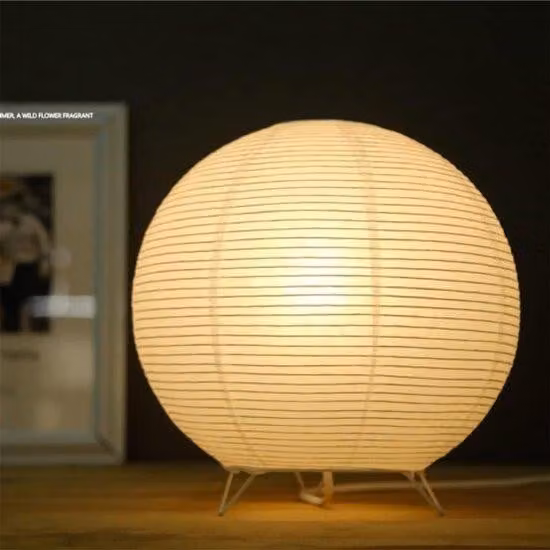 Lampada di carta - Lampada da comodino in carta di riso - Design origami - 25x25 cm - Bianca