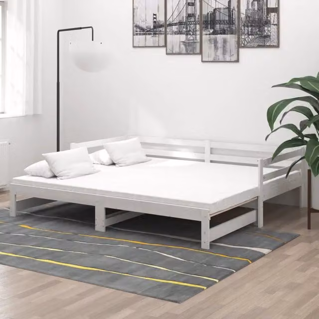 Dormeuse estraibile vidaXL in legno di pino massello nera L/P/H: 203 x 184 x 56 cm – 1