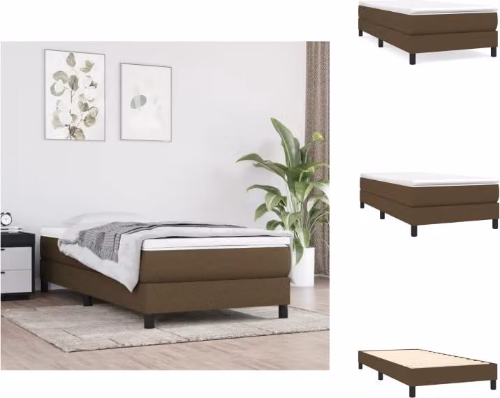 vidaXL Letto a molle con materasso marrone scuro 90x190 cm in tessuto - Letti e strutture letto