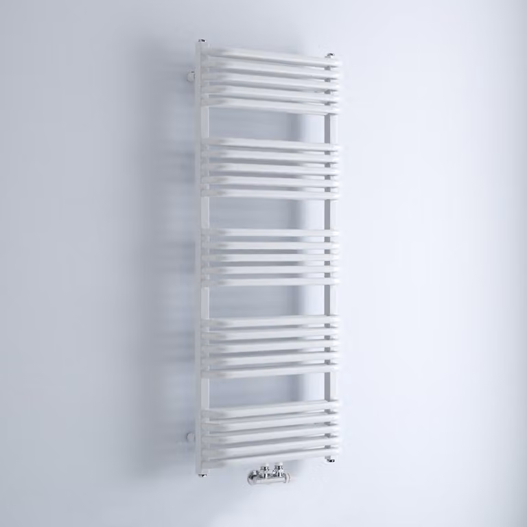 Scaldasalviette Curvo Attacco Centrale Bianco 1270x500mm 950W - Alta Resa - Design Moderno - Arch