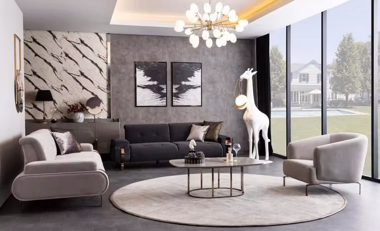 Wohnzimmer 2x Sofas 3 Sitzer Sessel Couchtisch Couchgarnitur Sofa Set 4tlg.