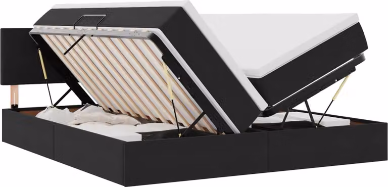 Letto con contenitore LED e materasso Nero 200 x 200 cm Velluto