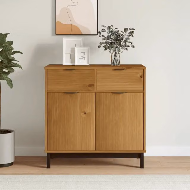 Credenza FLAM vidaXL in legno massello di pino marrone stile rustico L/P/H: 80 x 40 x 80 cm – 1