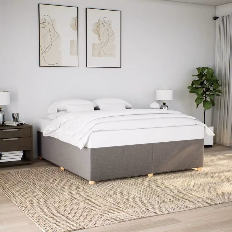 vidaXL Giroletto senza Materasso in Tessuto Tortora con Struttura in Legno e Listelli 200x200 cm