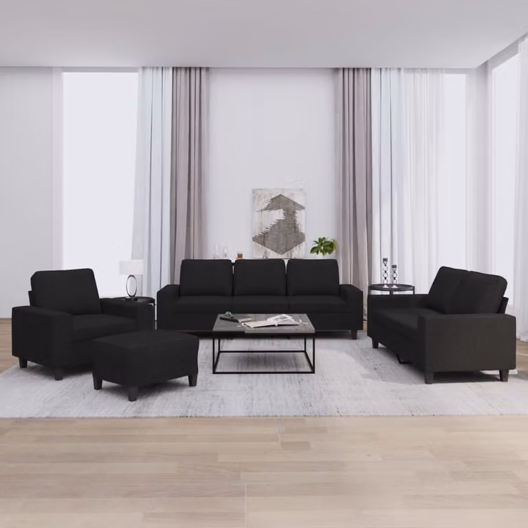 Maison Exclusive - Set divano 4 pezzi in tessuto nero