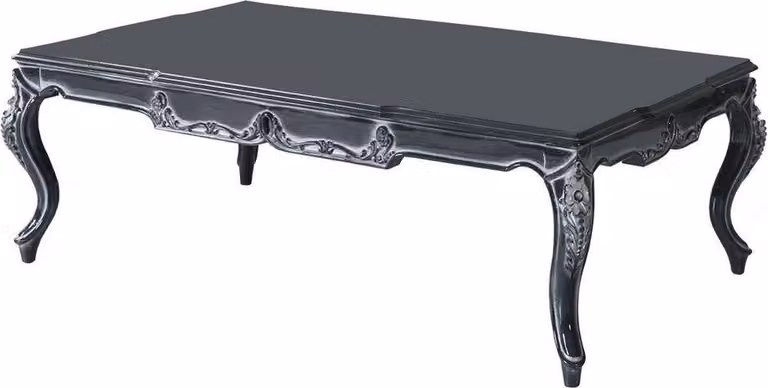 Casa Padrino tavolino barocco grigio 118 x 80 x h. 48 cm - Tavolo da soggiorno in legno massello nobile - Mobili da soggiorno in stile barocco