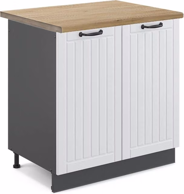 Mobile lavello cucina Fame-Line Bianco rustico/Antracite 80 cm, PL Rovere Vicco