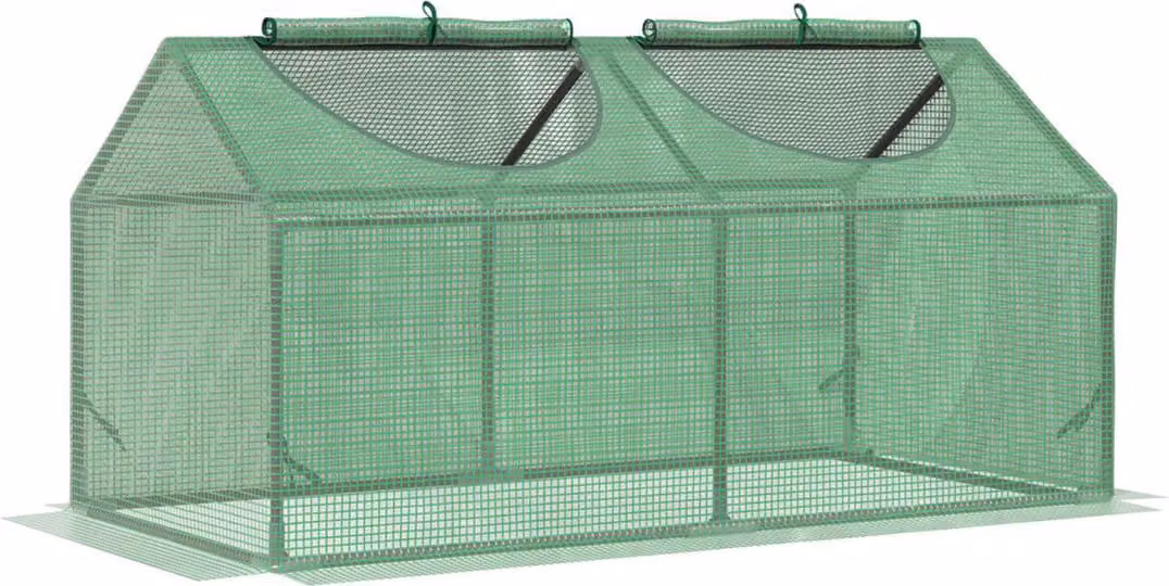 Serra in plastica Outsunny con finestra, serra per pomodori in PE, 120x60x60 cm, verde