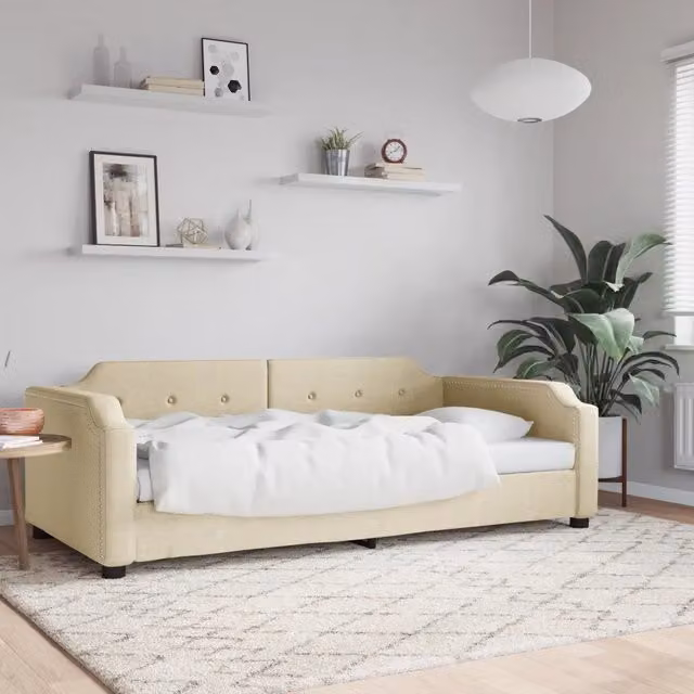 Letto da giorno moderno vidaXL in tessuto beige