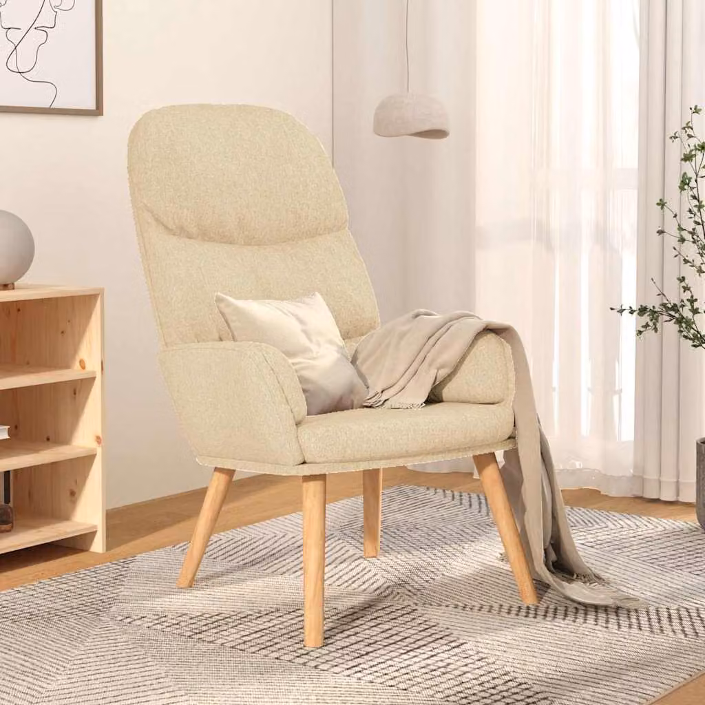 vidaXL Poltrona Relax Beige in Tessuto con Struttura in Metallo e Legno