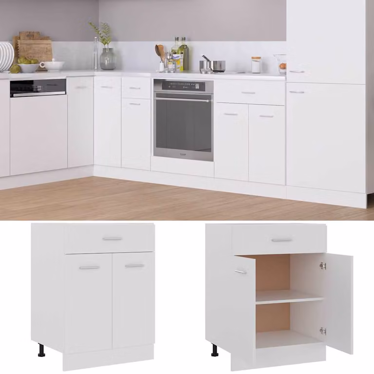 vidaXL Armadio Inferiore con Cassetto “Lyon” Bianco 60x46x81,5 cm