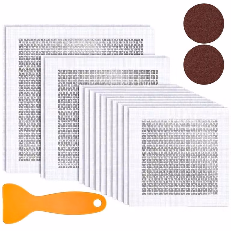 Kit di riparazione per pareti, composto da 15 pezzi autoadesivi, di dimensioni comprese tra 5 e 15 cm, con carta abrasiva e spatola, per la riparazione di pareti