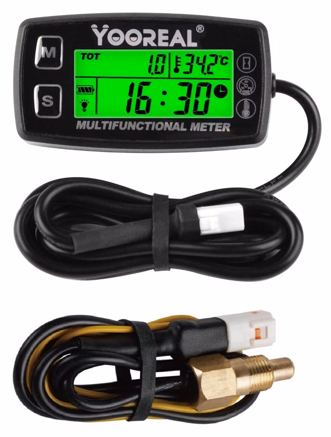 Contagiri digitale, indicatore di temperatura, allarme di giri motore e illuminazione di sfondo