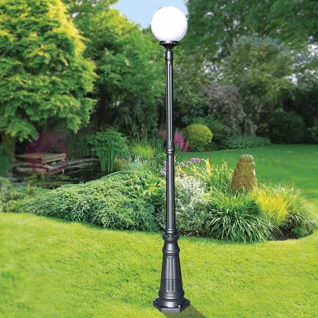 ORIONE ANTRACITE Lampione h. 208 per Esterno Giardino con sfera globo policarbonato d.25 GARDENLIGHT